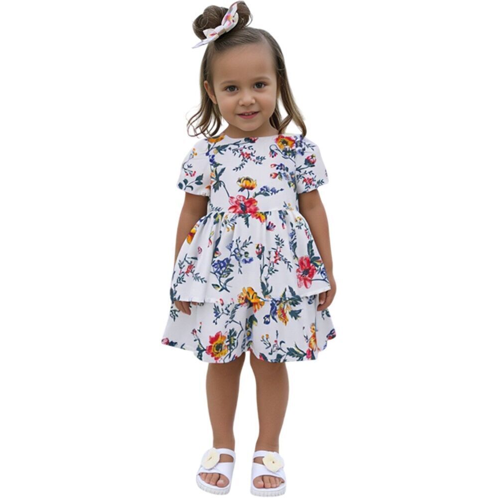 Janie & Jack Tiered Ruffle White Floral Dress Size 3T